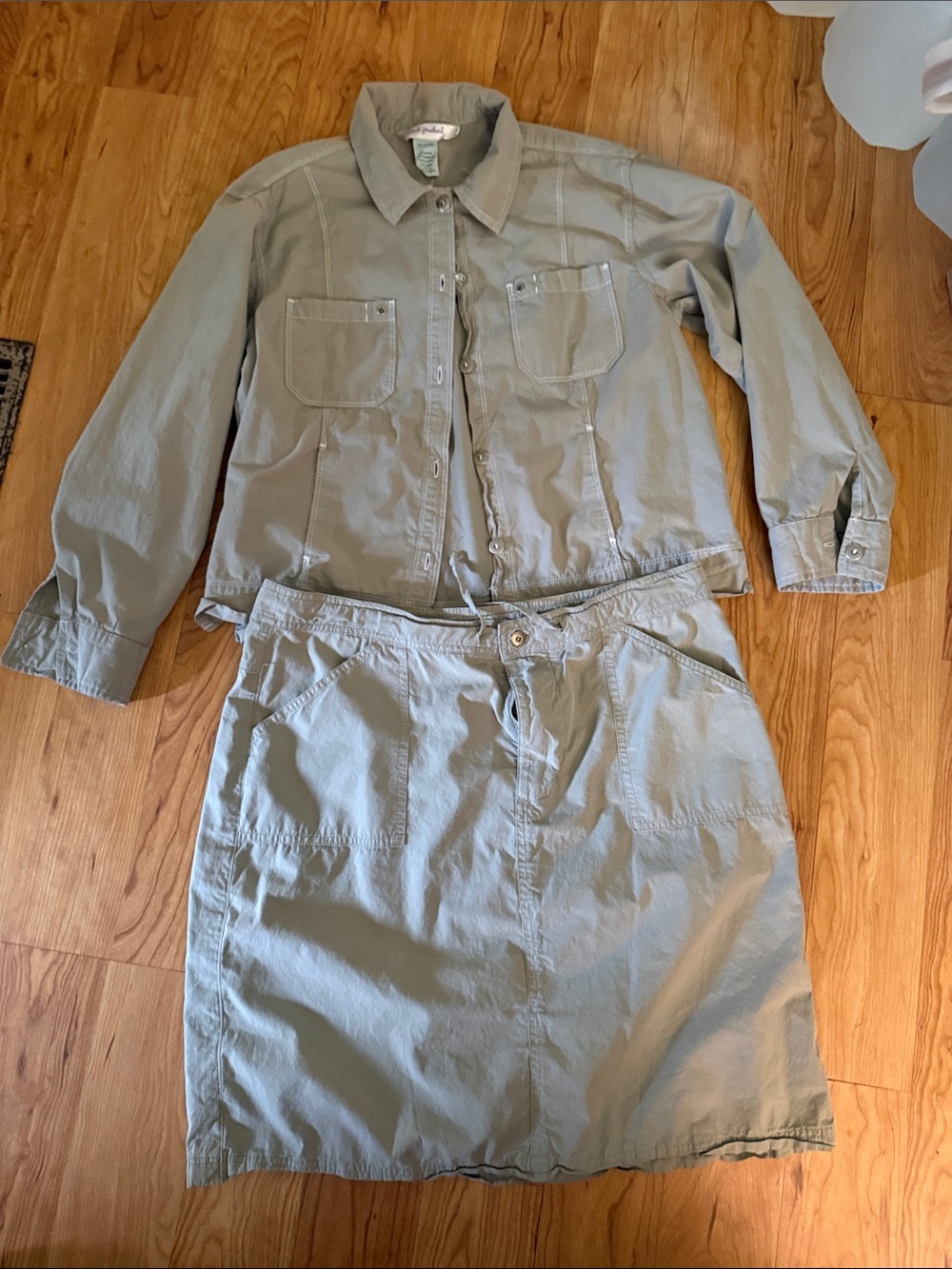 fresh produce sage green utility jacket and skirt set
